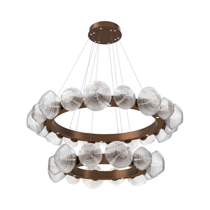 Mesa Two-Tier Radial Ring LED Chandelier in Oil Rubbed Bronze/Clear Blown Glass.