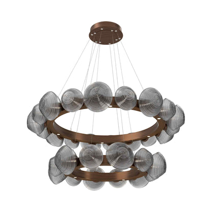 Mesa Two-Tier Radial Ring LED Chandelier in Oil Rubbed Bronze/Smoke Blown Glass.
