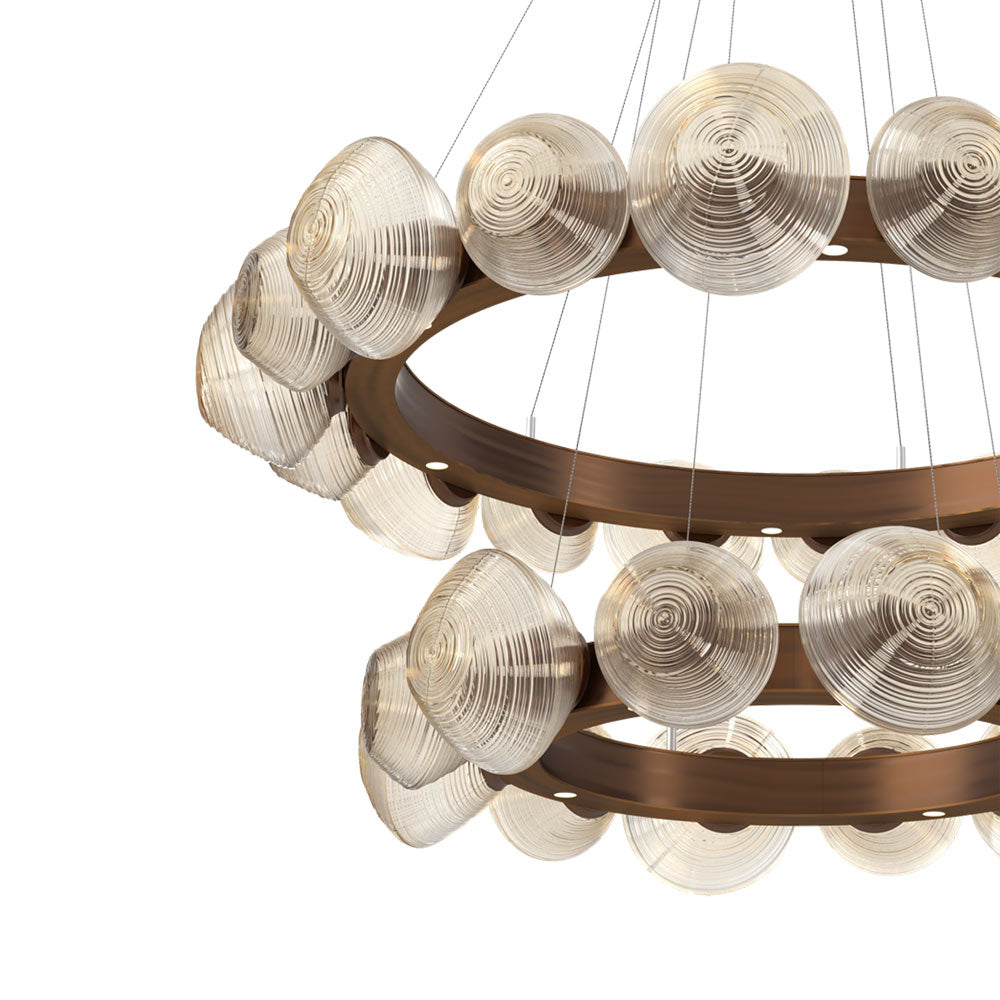 Mesa Two-Tier Radial Ring LED Chandelier in Detail.