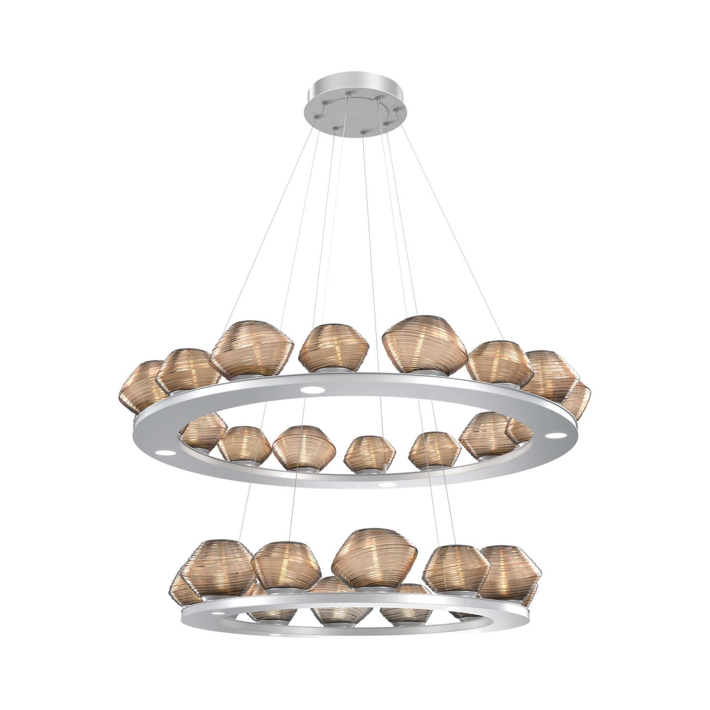 Mesa Two-Tier Ring LED Chandelier in Classic Silver/Bronze Blown Glass.