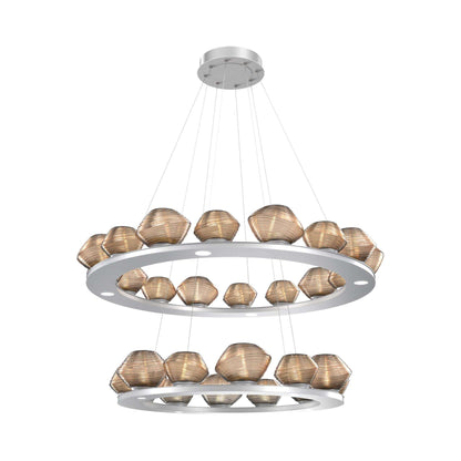 Mesa Two-Tier Ring LED Chandelier in Classic Silver/Bronze Blown Glass.