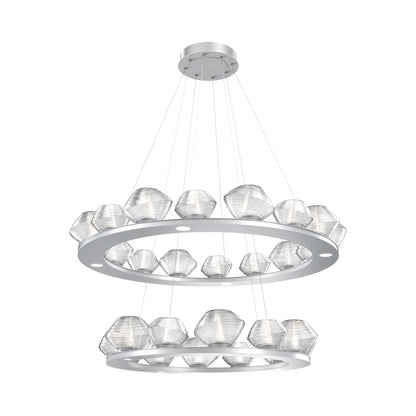Mesa Two-Tier Ring LED Chandelier in Classic Silver/Clear Blown Glass.