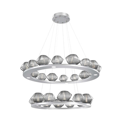 Mesa Two-Tier Ring LED Chandelier in Classic Silver/Smoke Blown Glass.
