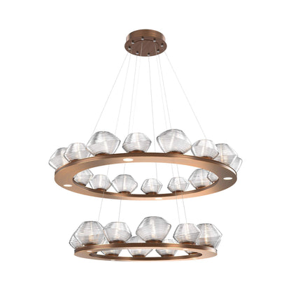 Mesa Two-Tier Ring LED Chandelier in Oil Rubbed Bronze/Clear Blown Glass.