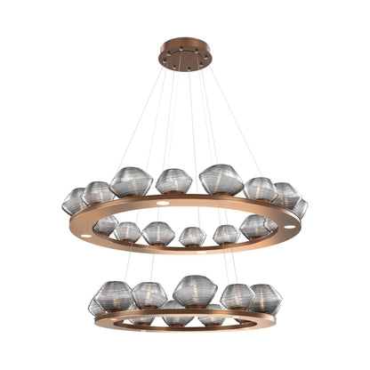 Mesa Two-Tier Ring LED Chandelier in Oil Rubbed Bronze/Smoke Blown Glass.