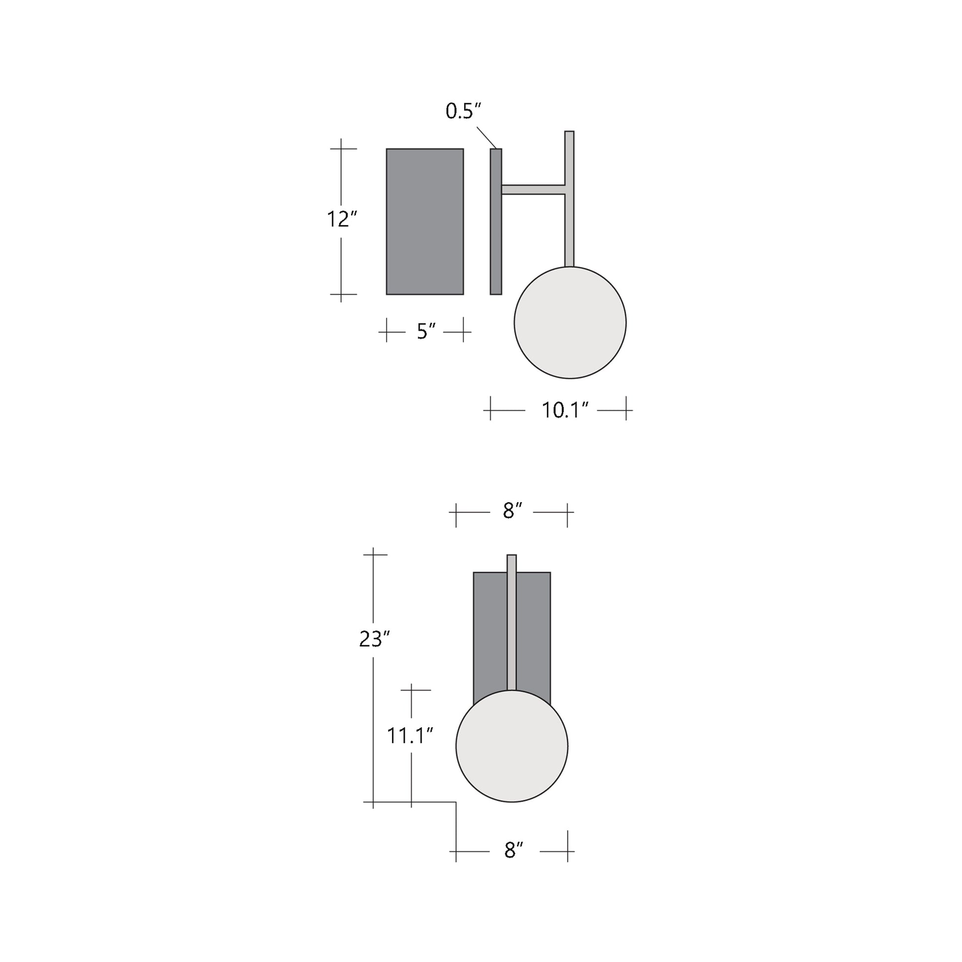 Meteo Tempo LED Wall Light - line drawing.