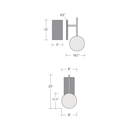 Meteo Tempo LED Wall Light - line drawing.
