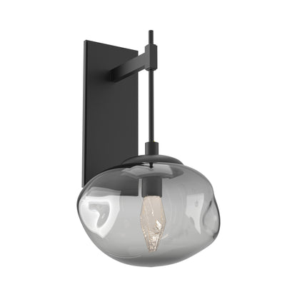 Nova Tempo LED Wall Light in Matte Black/Smoke (Geo Crystal).
