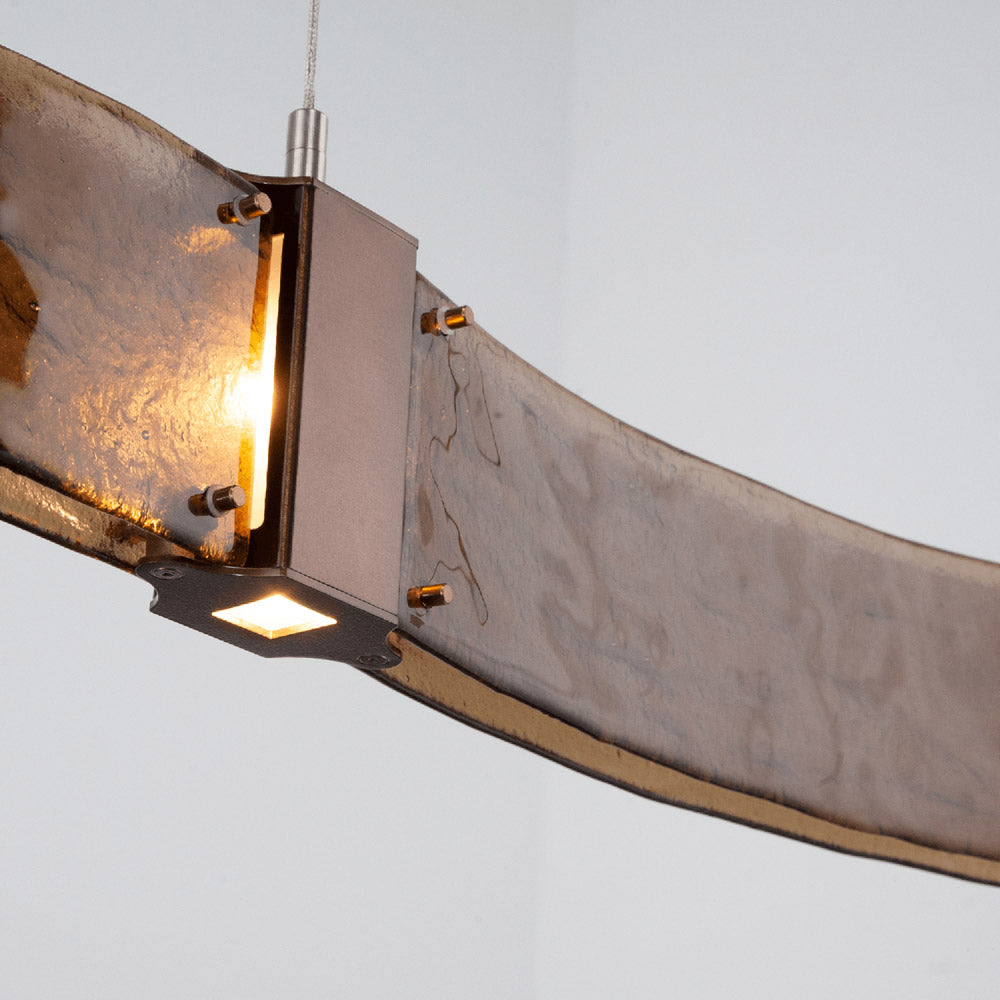 Parallel Curved Linear LED Chandelier in Detail.