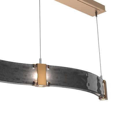 Parallel Curved Linear LED Chandelier in Detail.