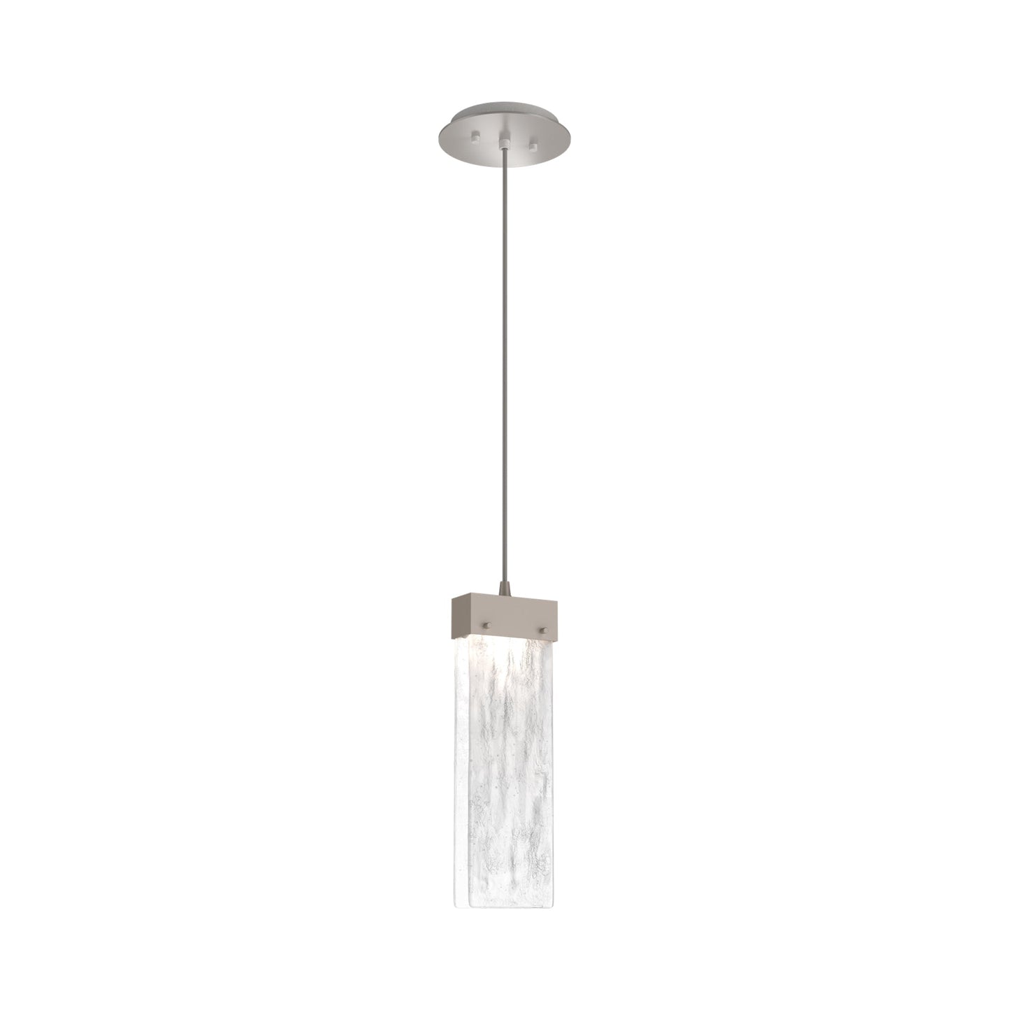 Parallel LED Pendant Light in Beige Silver/Clear Granite Blown Glass.