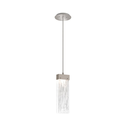 Parallel LED Pendant Light in Beige Silver/Clear Granite Blown Glass.