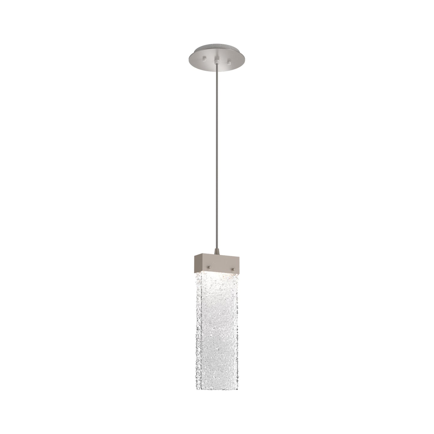 Parallel LED Pendant Light in Beige Silver/Crystal Rimelight Blown Glass.