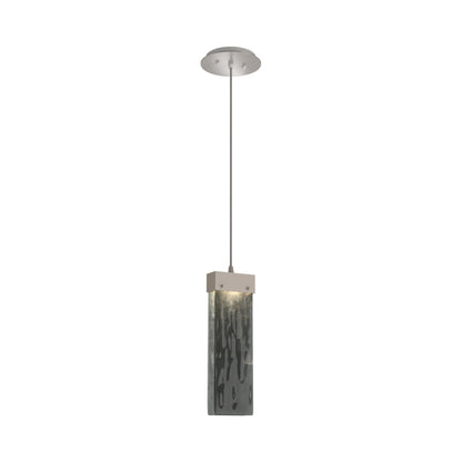 Parallel LED Pendant Light in Beige Silver/Smoke Granite Blown Glass.