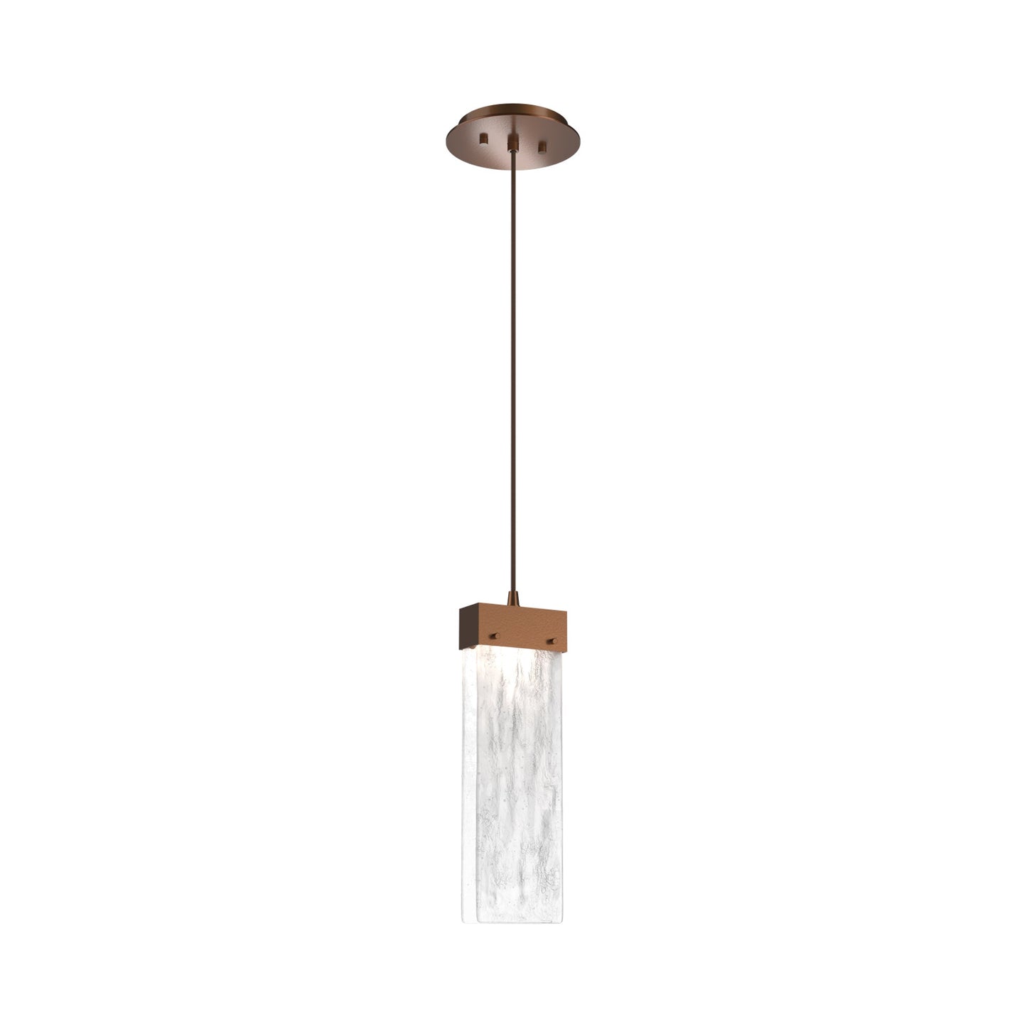 Parallel LED Pendant Light in Burnished Bronze/Clear Granite Blown Glass.