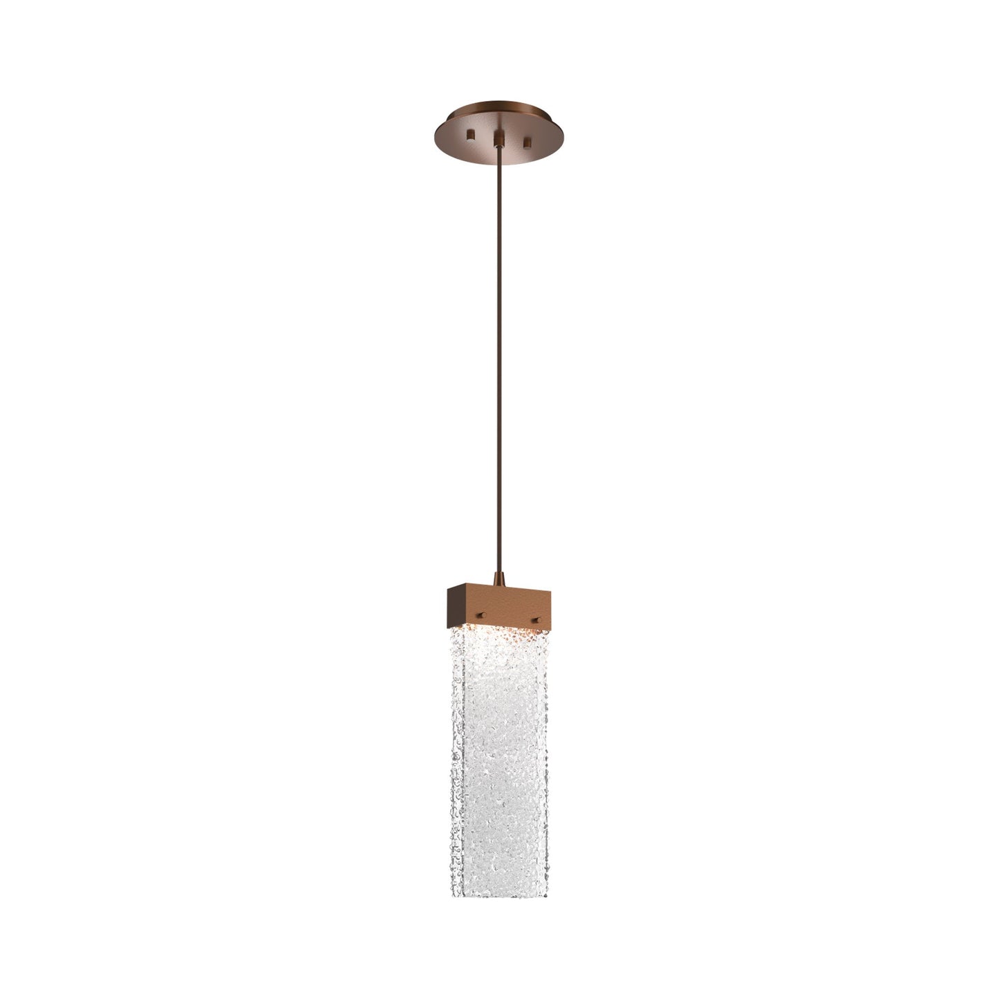Parallel LED Pendant Light in Burnished Bronze/Crystal Rimelight Blown Glass.