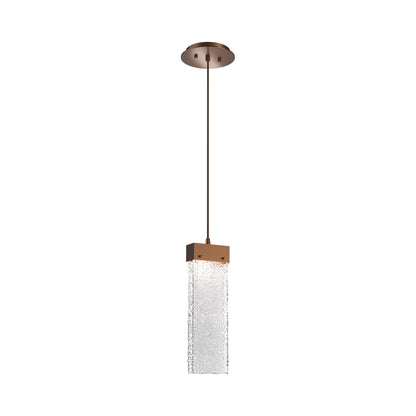 Parallel LED Pendant Light in Burnished Bronze/Crystal Rimelight Blown Glass.