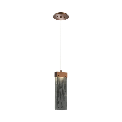 Parallel LED Pendant Light in Burnished Bronze/Smoke Granite Blown Glass.