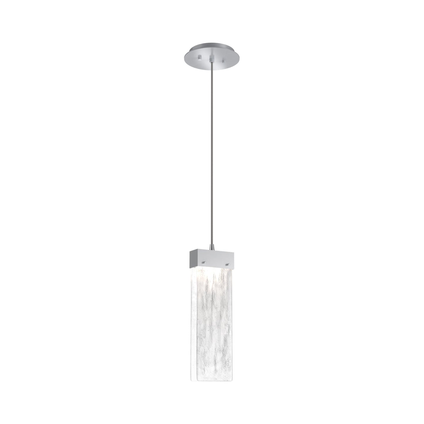 Parallel LED Pendant Light in Classic Silver/Clear Granite Blown Glass.