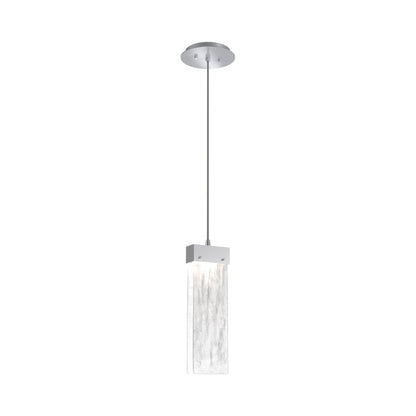 Parallel LED Pendant Light in Classic Silver/Clear Granite Blown Glass.