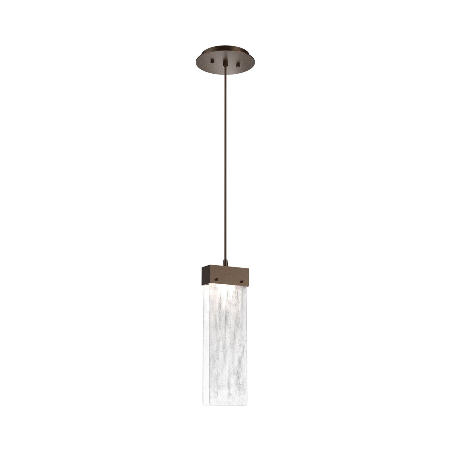 Parallel LED Pendant Light in Flat Bronze/Clear Granite Blown Glass.