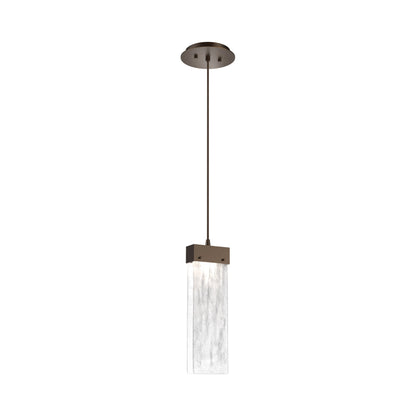 Parallel LED Pendant Light in Flat Bronze/Clear Granite Blown Glass.