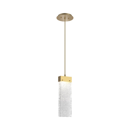 Parallel LED Pendant Light in Gilded Brass/Crystal Rimelight Blown Glass.