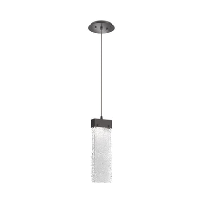 Parallel LED Pendant Light in Graphite/Crystal Rimelight Blown Glass.