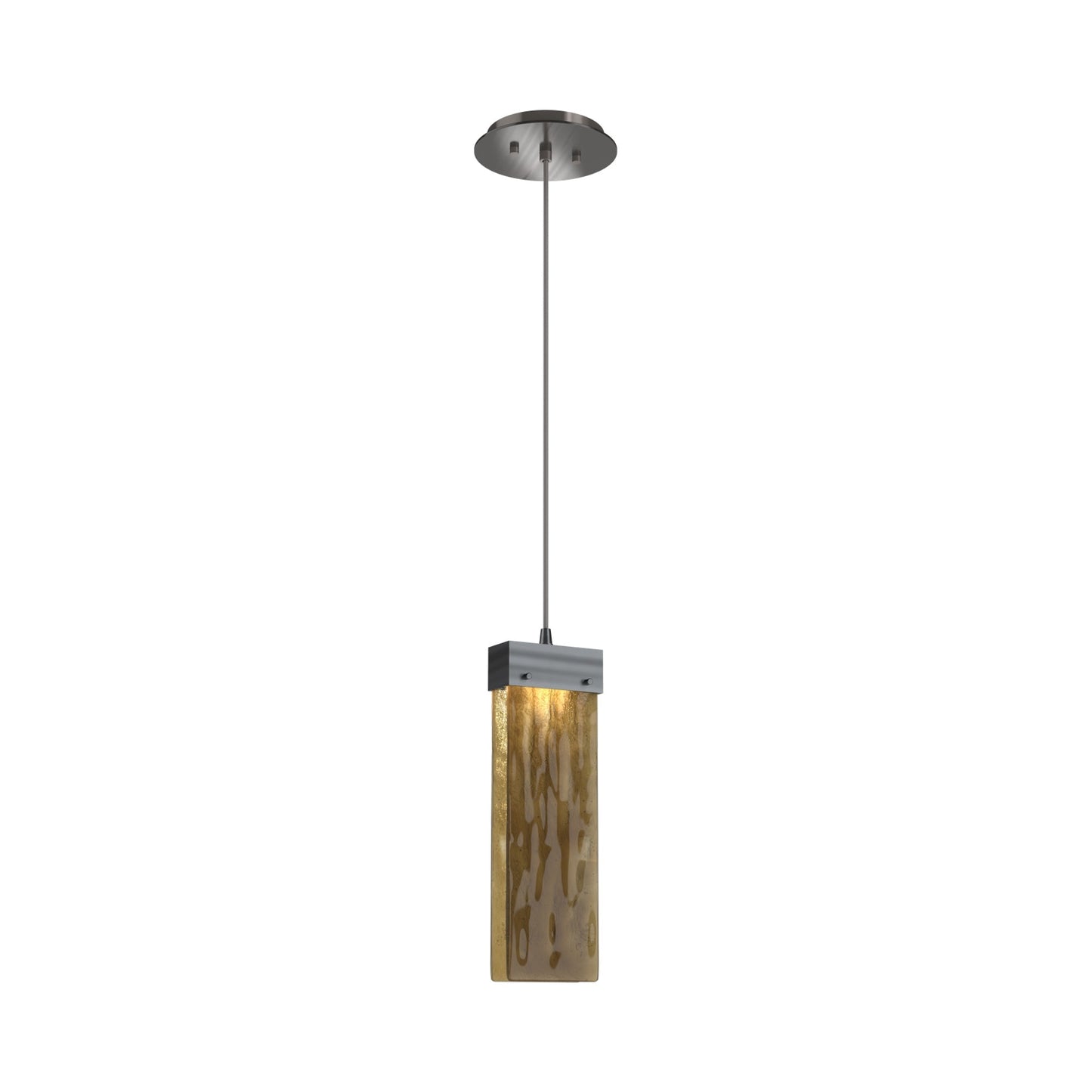 Parallel LED Pendant Light in Gunmetal/Bronze Granite Blown Glass.