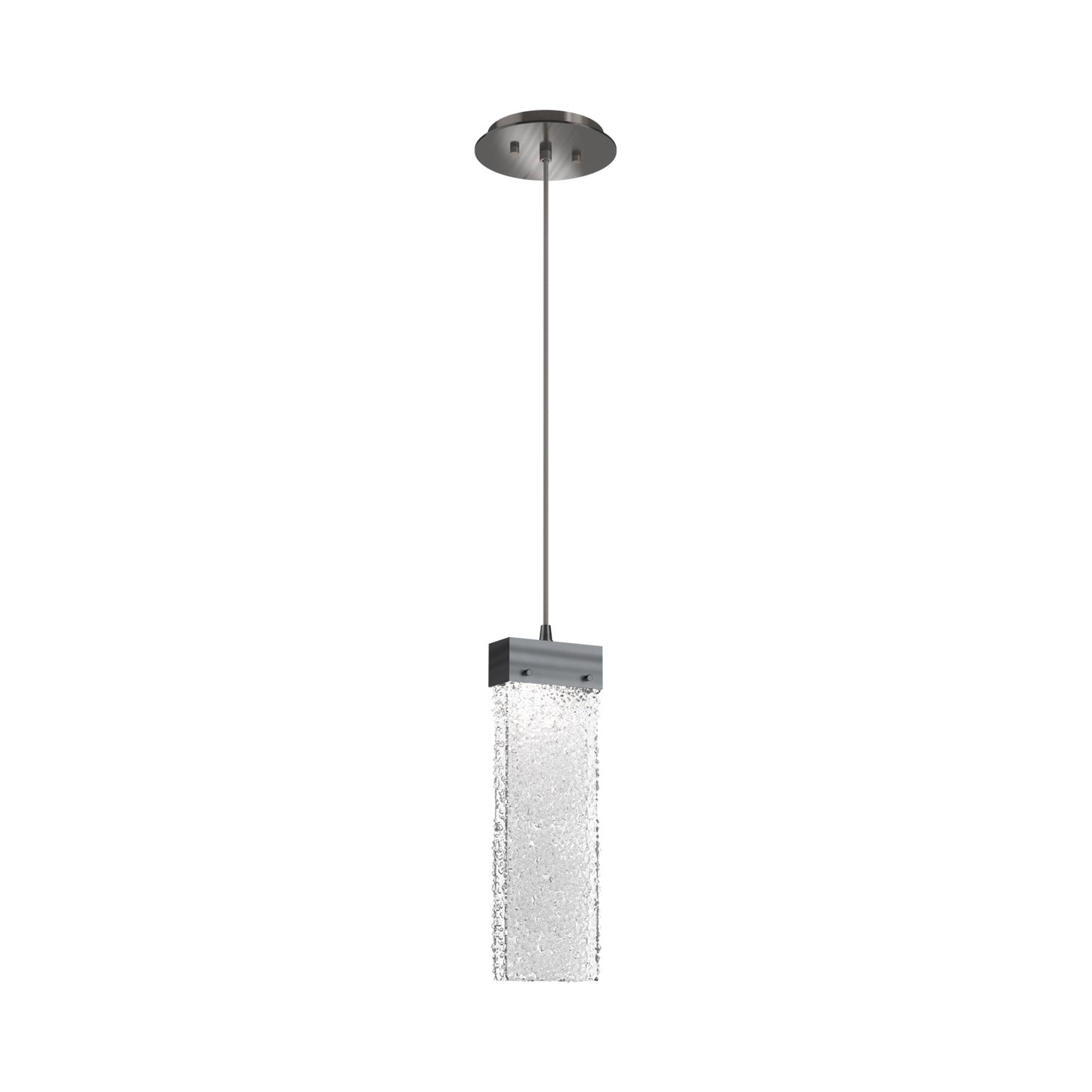Parallel LED Pendant Light in Gunmetal/Crystal Rimelight Blown Glass.
