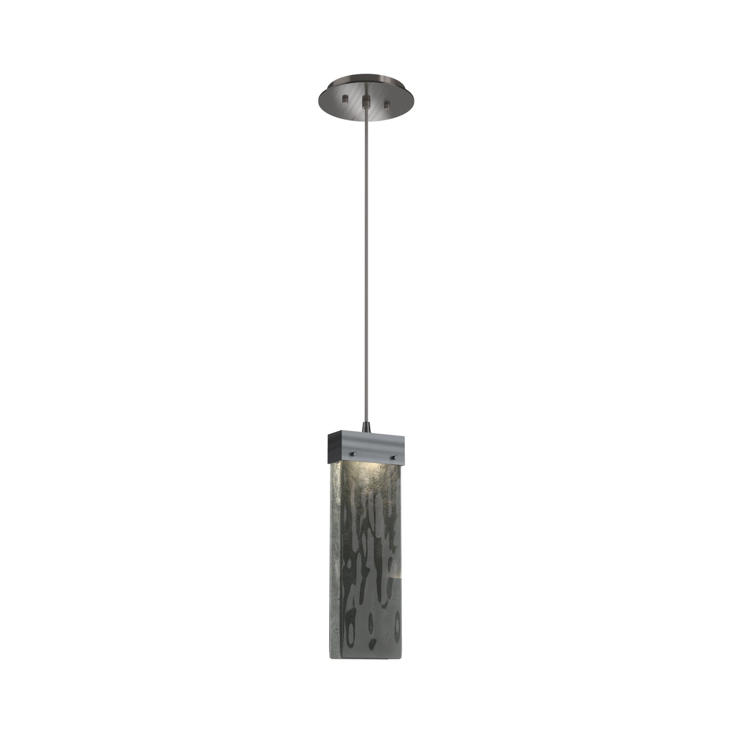 Parallel LED Pendant Light in Gunmetal/Smoke Granite Blown Glass.