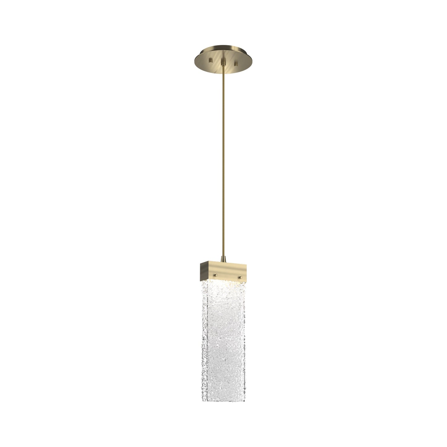 Parallel LED Pendant Light in Heritage Brass/Crystal Rimelight Blown Glass.