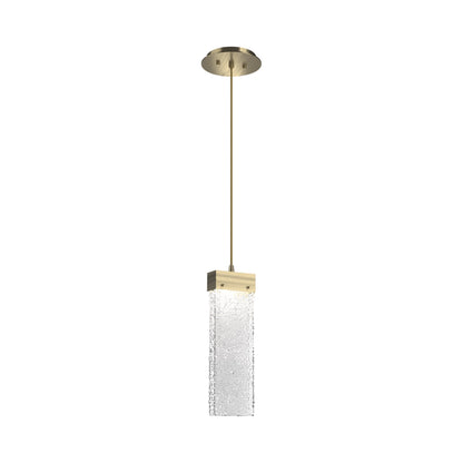 Parallel LED Pendant Light in Heritage Brass/Crystal Rimelight Blown Glass.