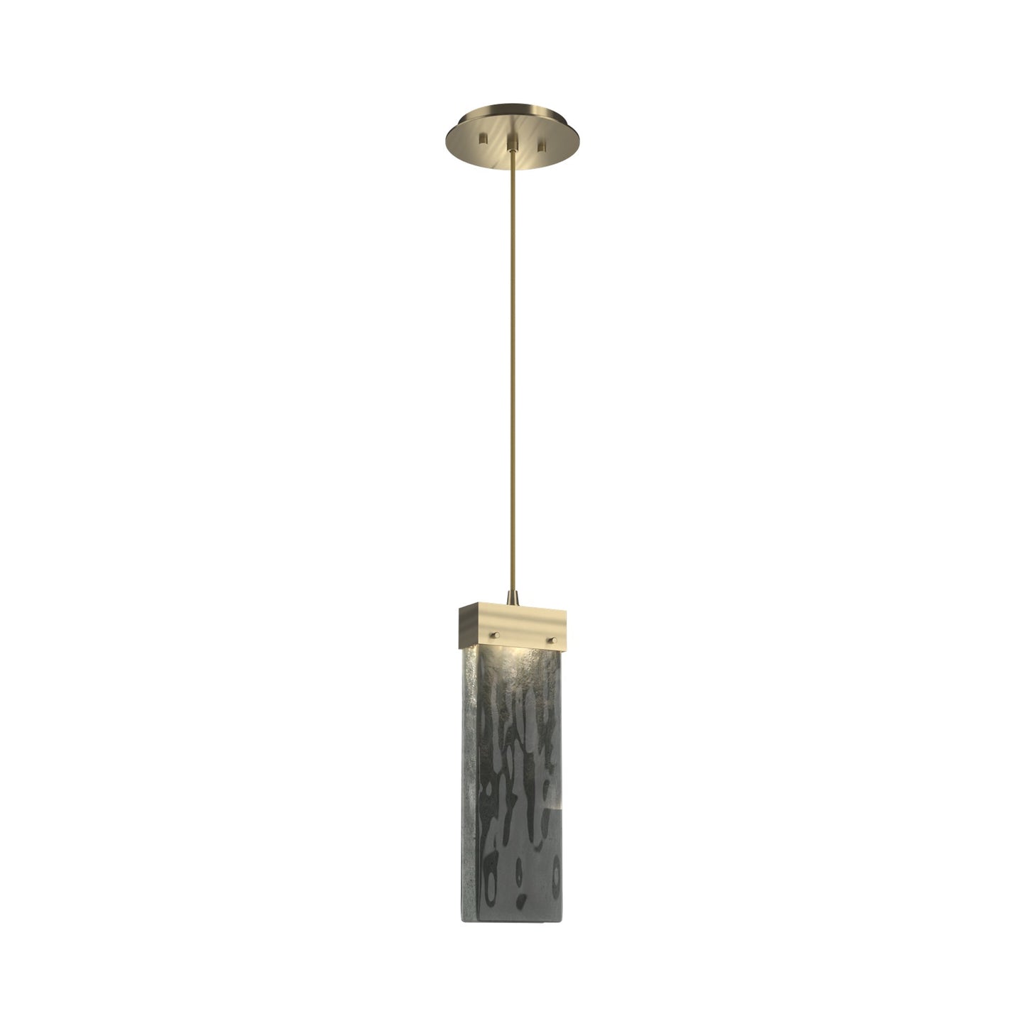 Parallel LED Pendant Light in Heritage Brass/Smoke Granite Blown Glass.