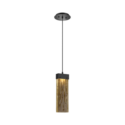 Parallel LED Pendant Light in Matte Black/Bronze Granite Blown Glass.