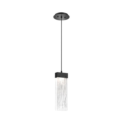 Parallel LED Pendant Light in Matte Black/Clear Granite Blown Glass.