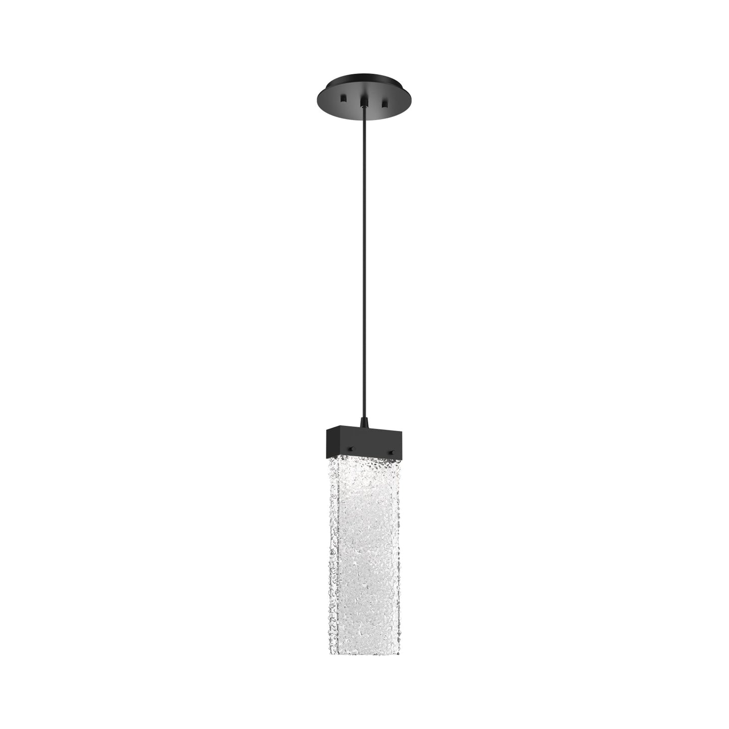 Parallel LED Pendant Light in Matte Black/Crystal Rimelight Blown Glass.