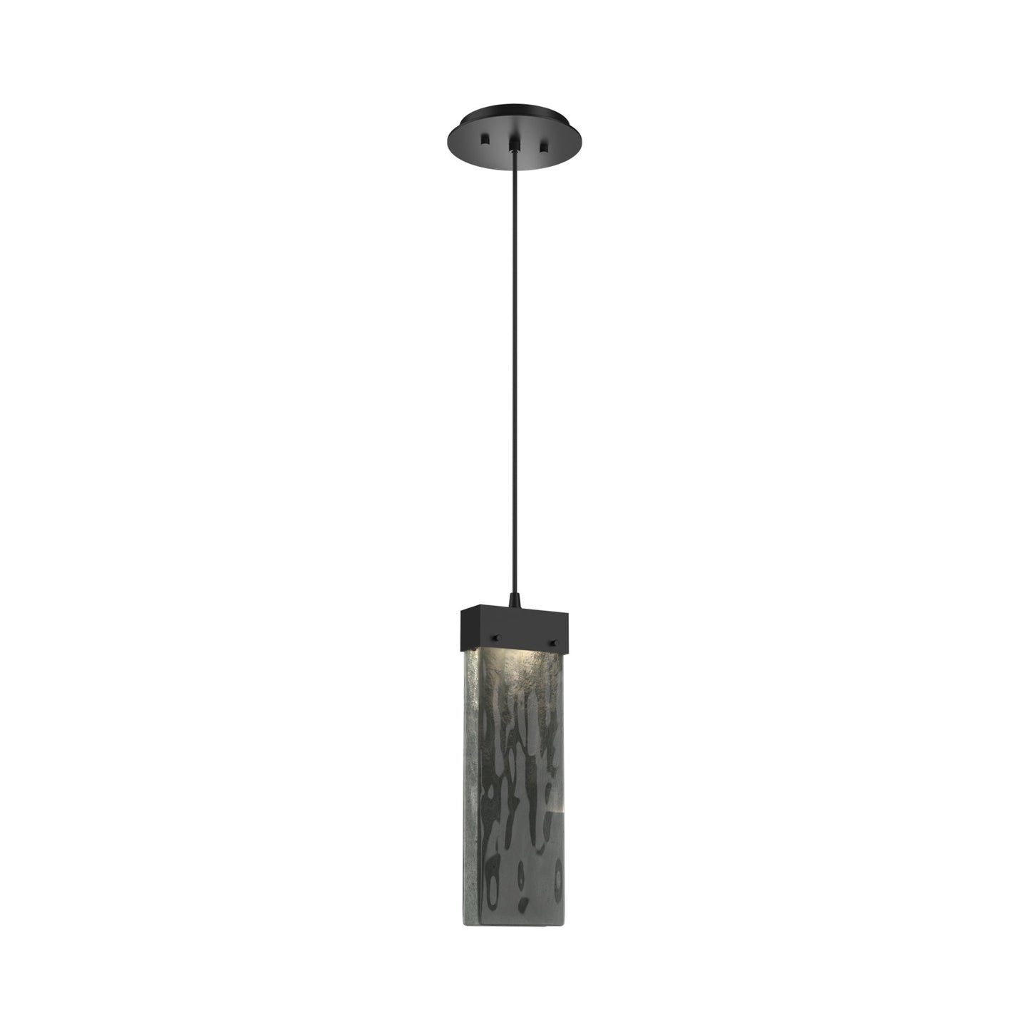 Parallel LED Pendant Light in Matte Black/Smoke Granite Blown Glass.
