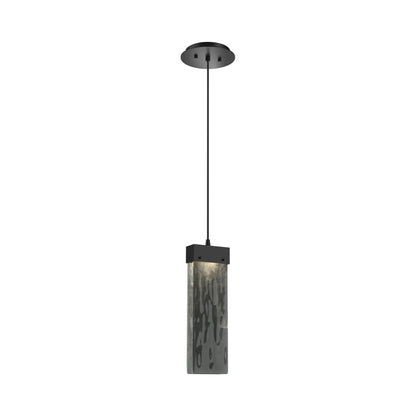 Parallel LED Pendant Light in Matte Black/Smoke Granite Blown Glass.