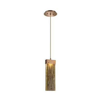 Parallel LED Pendant Light in Novel Brass/Bronze Granite Blown Glass.