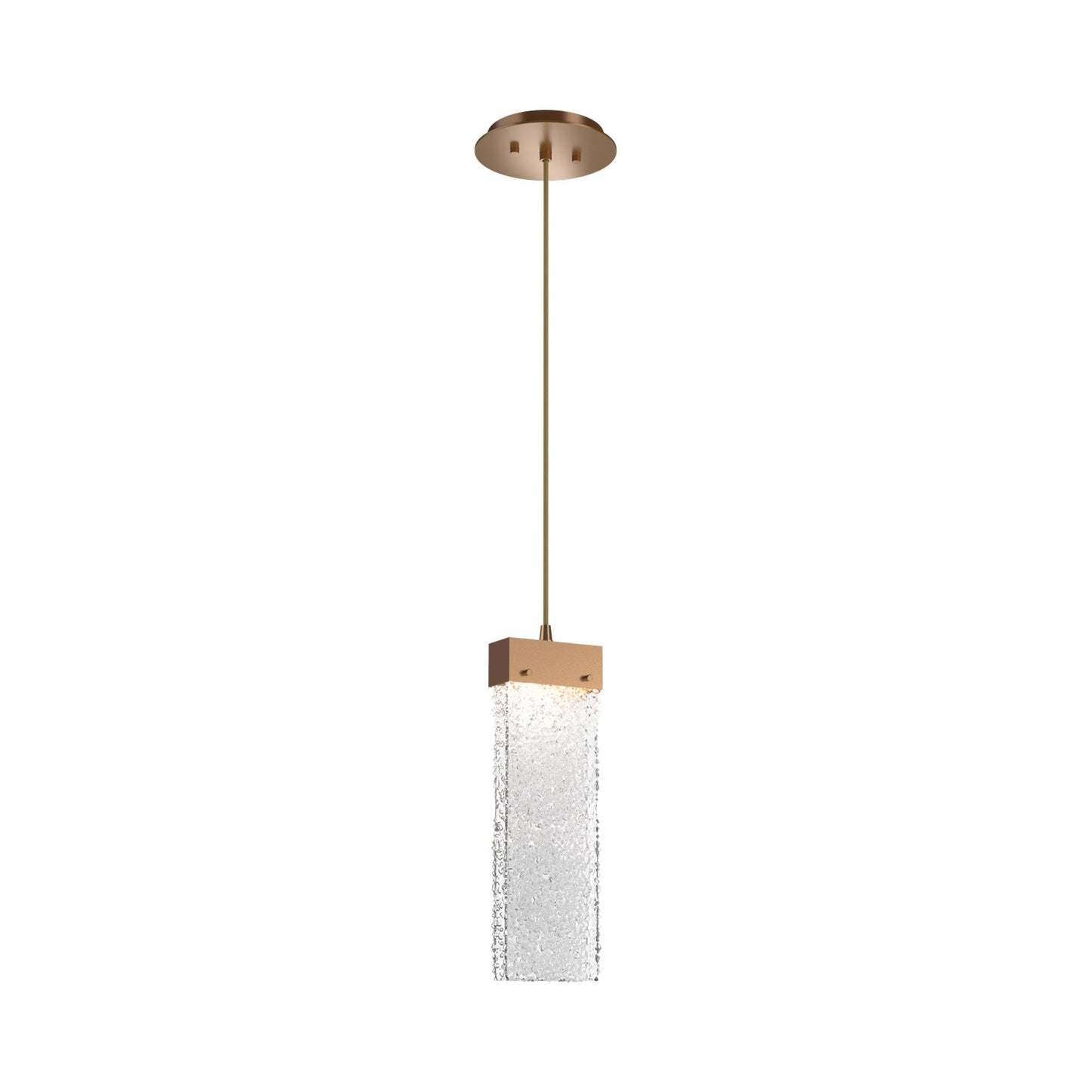 Parallel LED Pendant Light in Novel Brass/Crystal Rimelight Blown Glass.