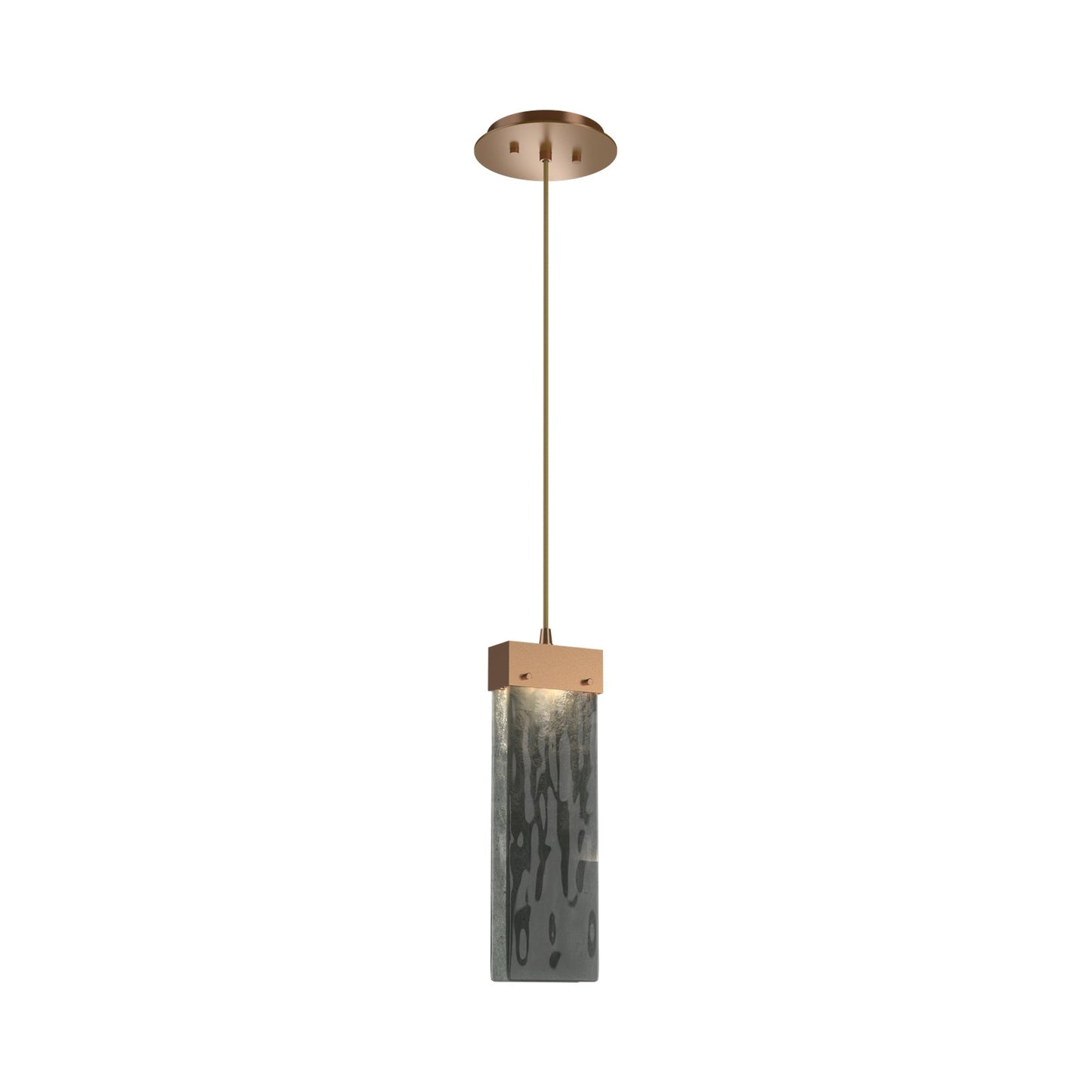 Parallel LED Pendant Light in Novel Brass/Smoke Granite Blown Glass.