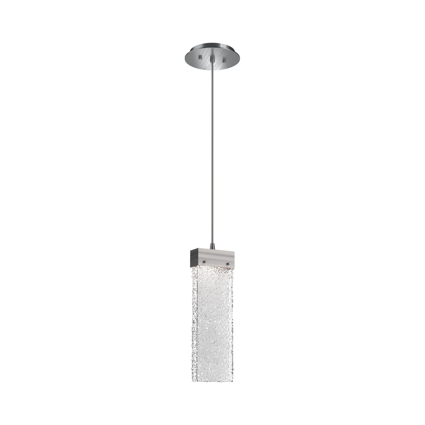 Parallel LED Pendant Light in Satin Nickel/Crystal Rimelight Blown Glass.