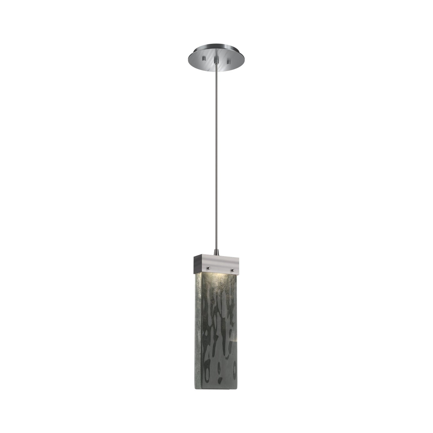 Parallel LED Pendant Light in Satin Nickel/Smoke Granite Blown Glass.