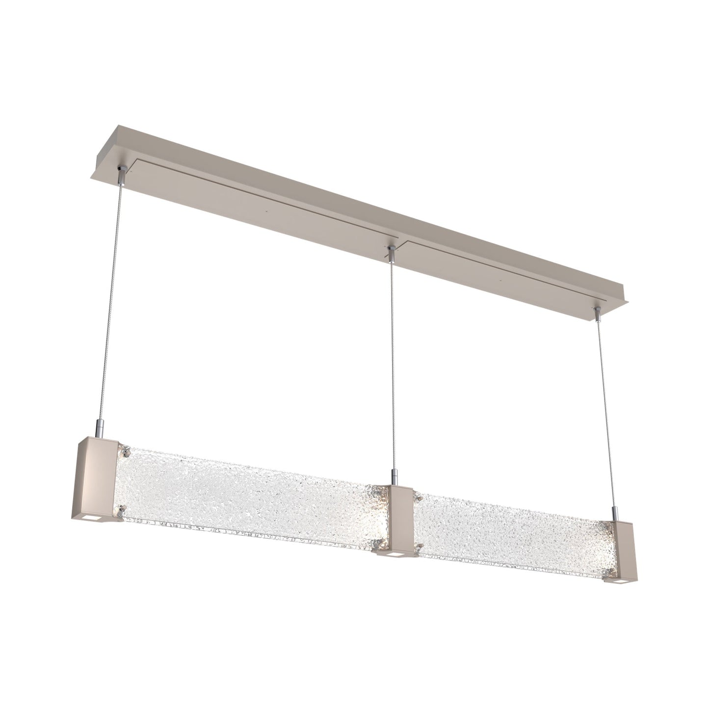 Parallel Linear LED Chandelier in Beige Silver/Crystal Rimelight Blown Glass.