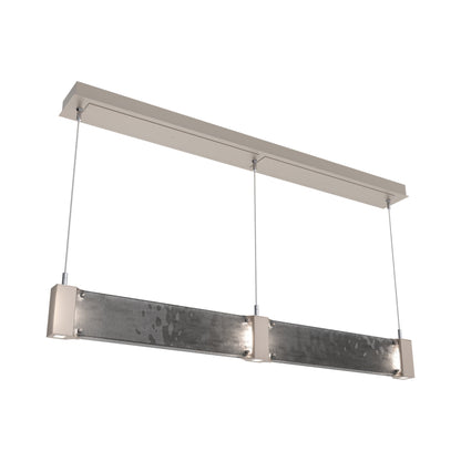 Parallel Linear LED Chandelier in Beige Silver/Smoke Granite Blown Glass.