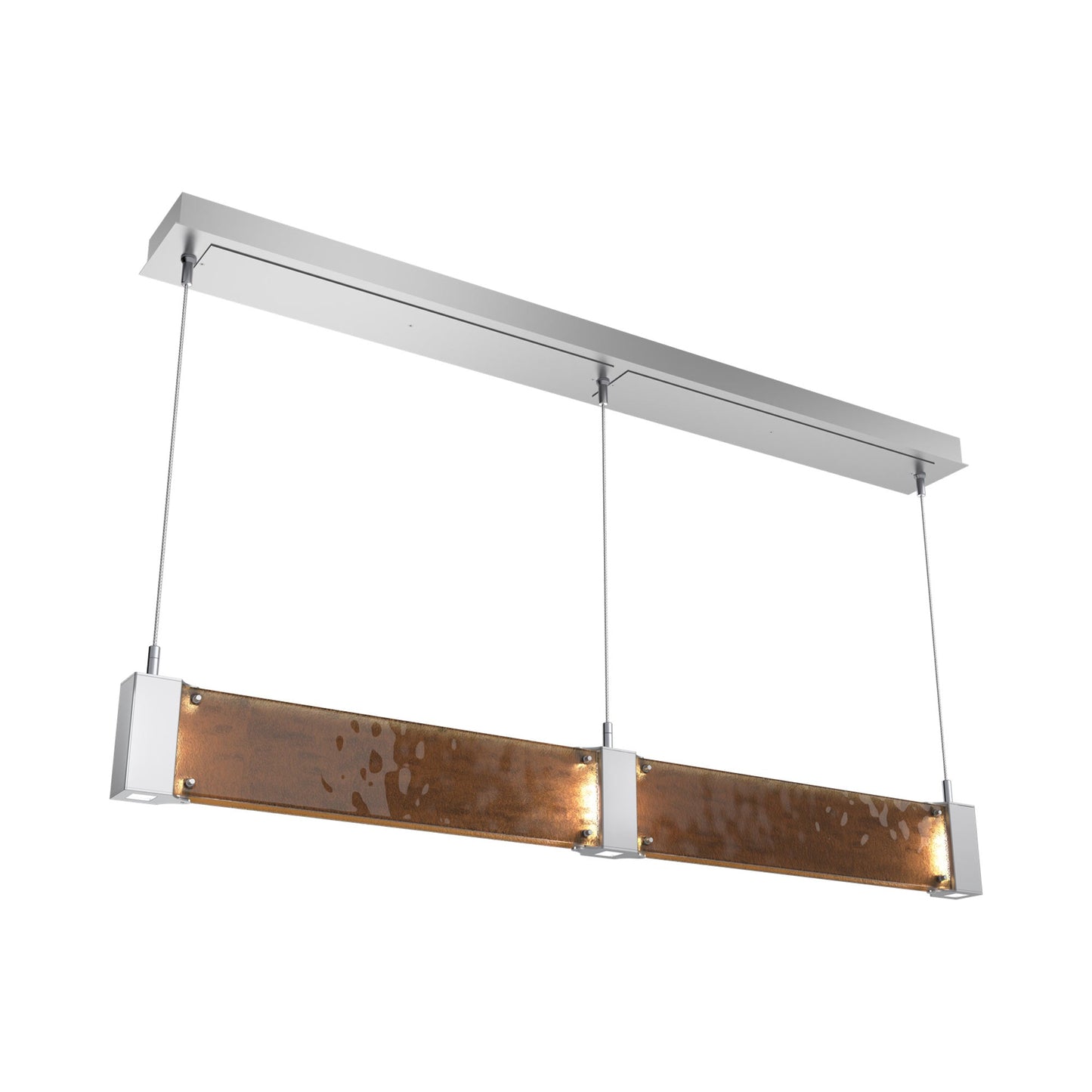 Parallel Linear LED Chandelier in Classic Silver/Bronze Granite Blown Glass.