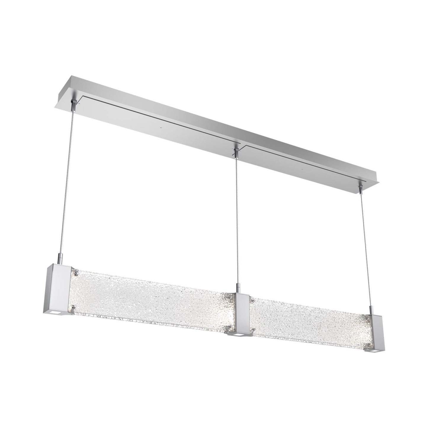 Parallel Linear LED Chandelier in Classic Silver/Crystal Rimelight Blown Glass.