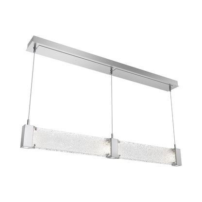 Parallel Linear LED Chandelier in Classic Silver/Crystal Rimelight Blown Glass.