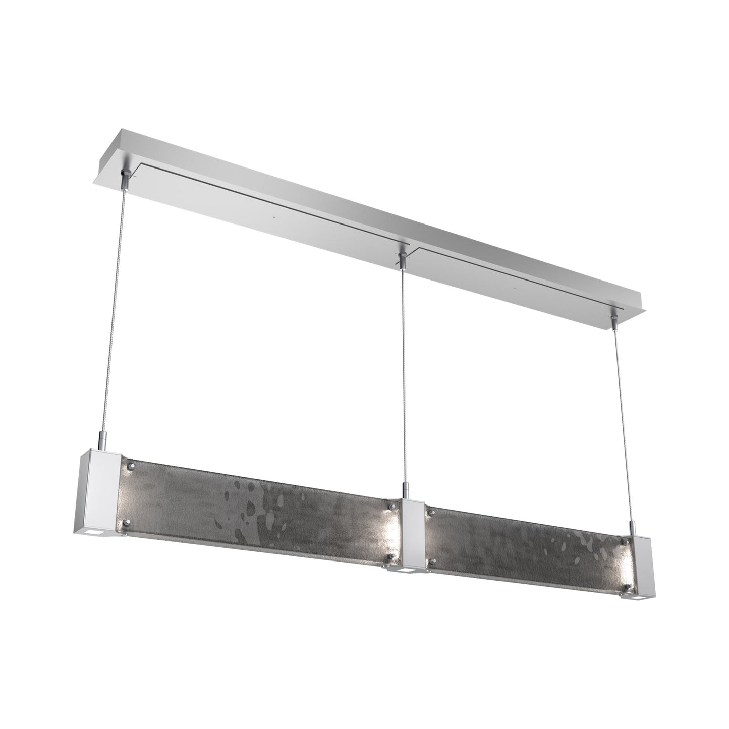 Parallel Linear LED Chandelier in Classic Silver/Smoke Granite Blown Glass.